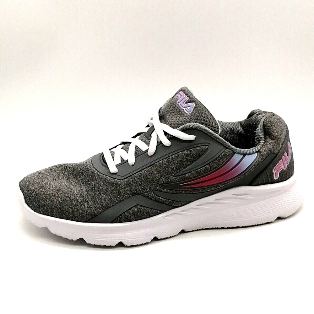 Fila Shoes Womens Sneaker Gray Pink Trim Round Toe Wedge Heel Memory Foam 10‎